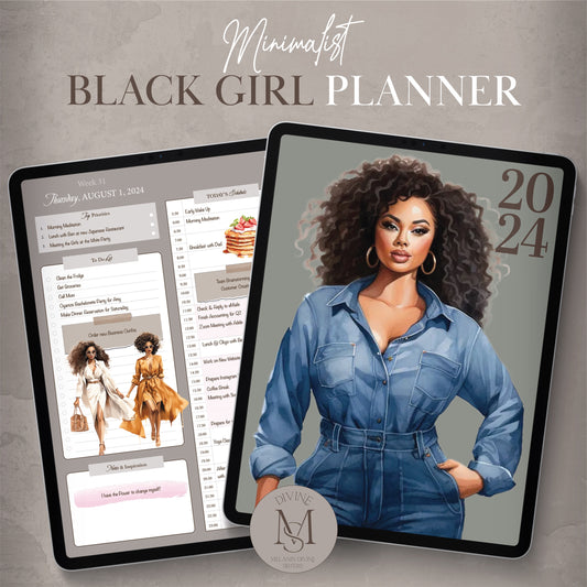 2024 Digital Black Girl Planner - Minimalist Edition