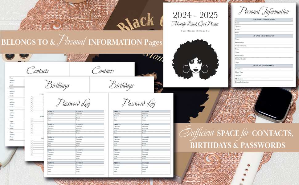 2024 - 2025 Monthly Black Girl Planner 8.5" x 11"