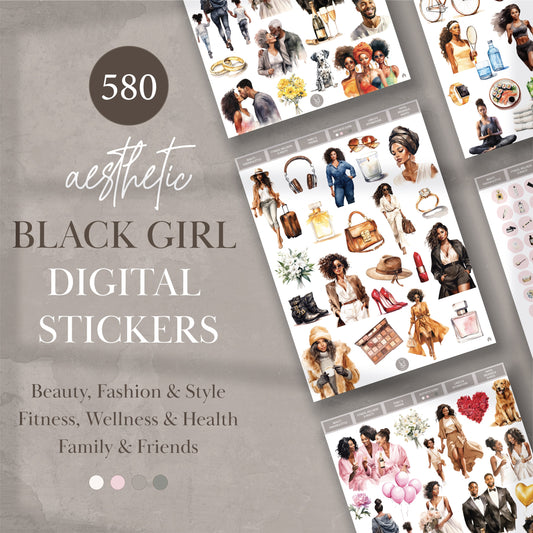 Aesthetic Black Girl Digital Stickers