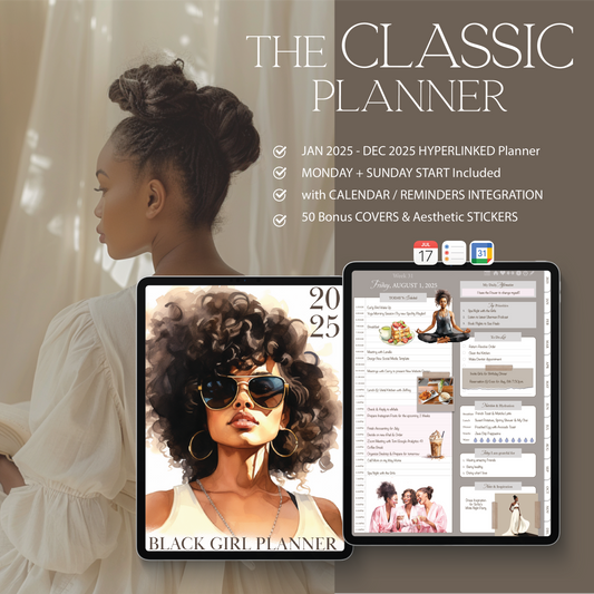 2025 Digital Planner, for Goodnotes Notability | iPad & Tablet | Black Girl Planner | Dated Daily, Weekly and Monthly Planner