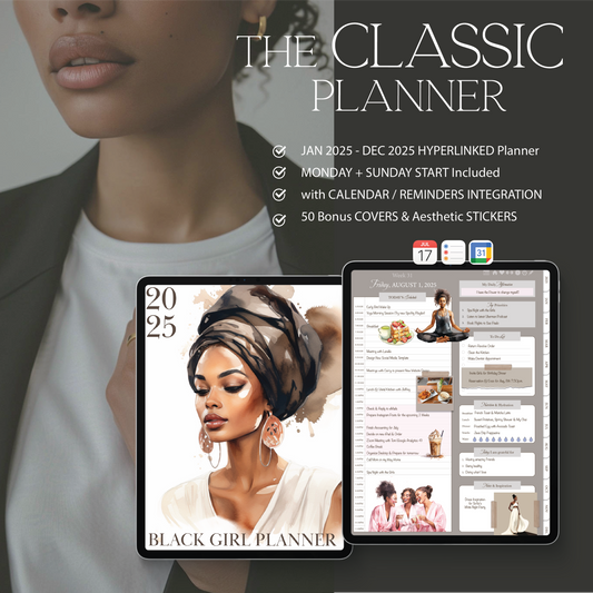 2025 Digital Planner, for Goodnotes Notability | iPad & Tablet | Black Girl Planner | Dated Daily, Weekly and Monthly Planner