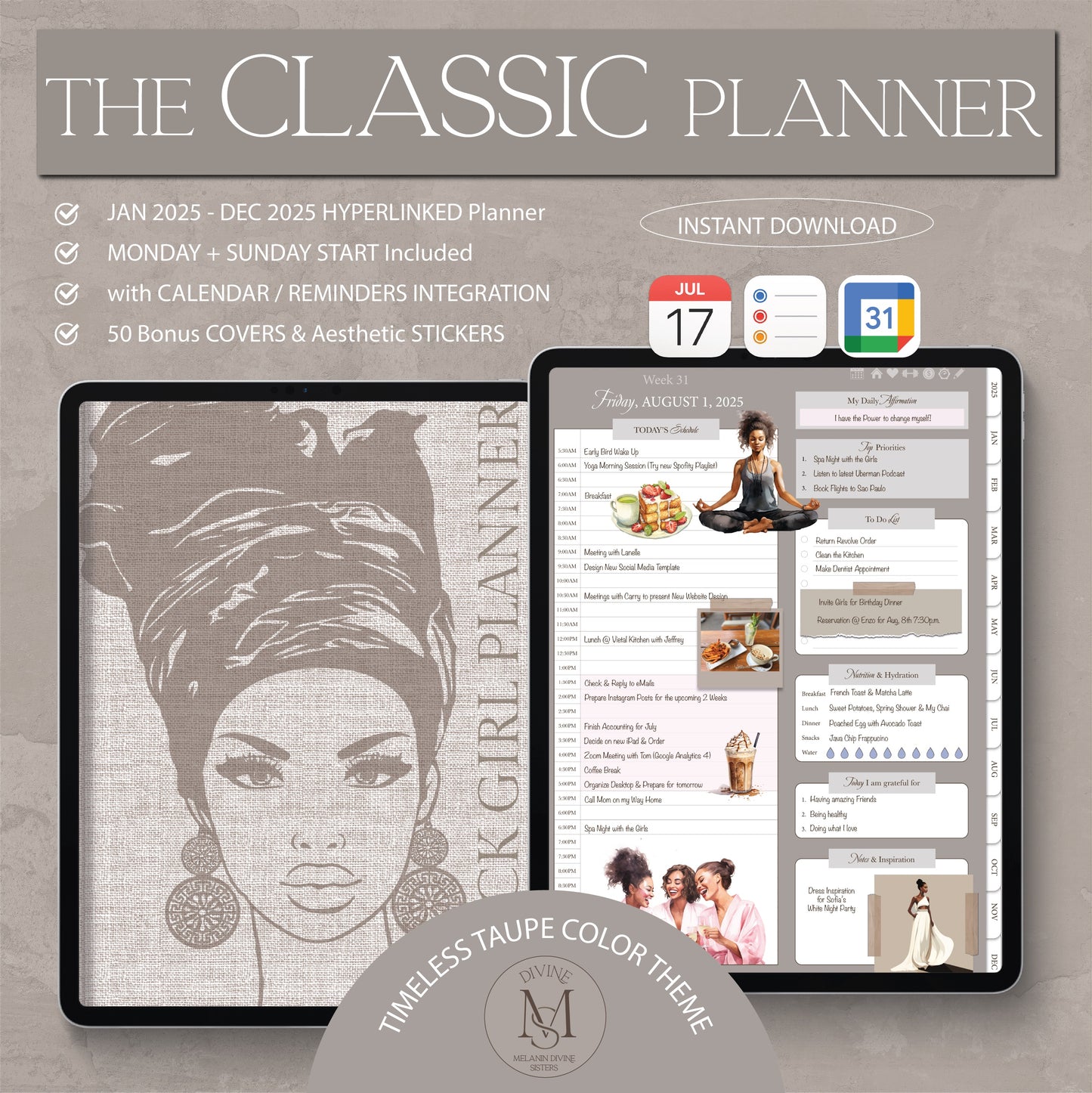 2025 Digital Planner, for Goodnotes Notability | iPad & Tablet | Black Girl Planner | Dated Daily, Weekly and Monthly Planner