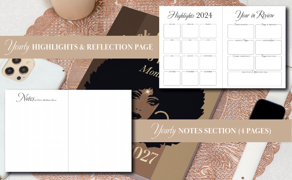 2024 - 2028 Five Year Monthly Black Girl Planner 8.5" x 11"