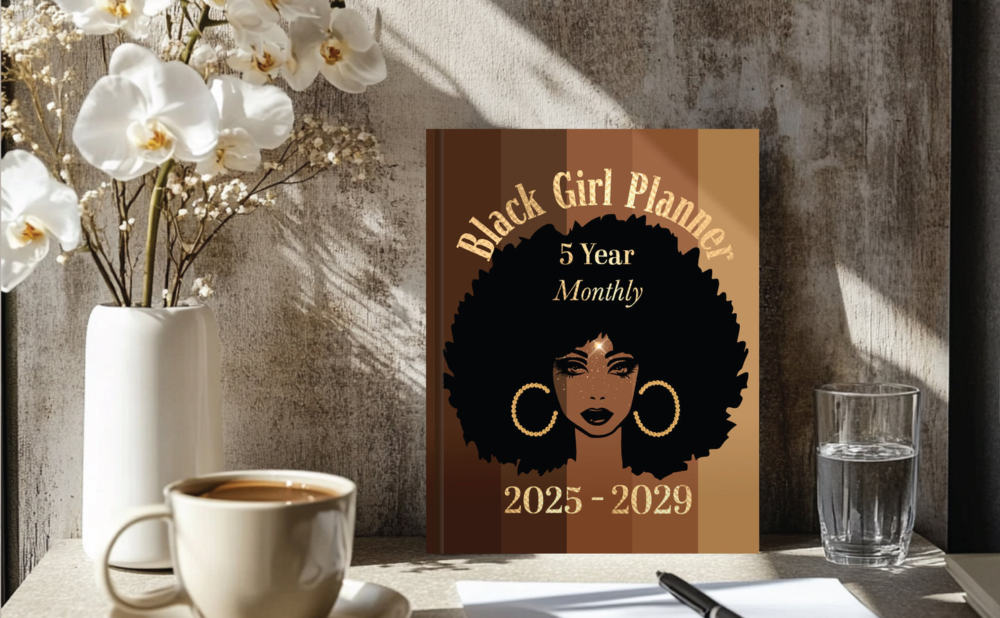 5 Year Monthly Black Girl Planner 2025-2029 - January 2025 to December 2029 (60 Months) with US Federal Holidays & Observances