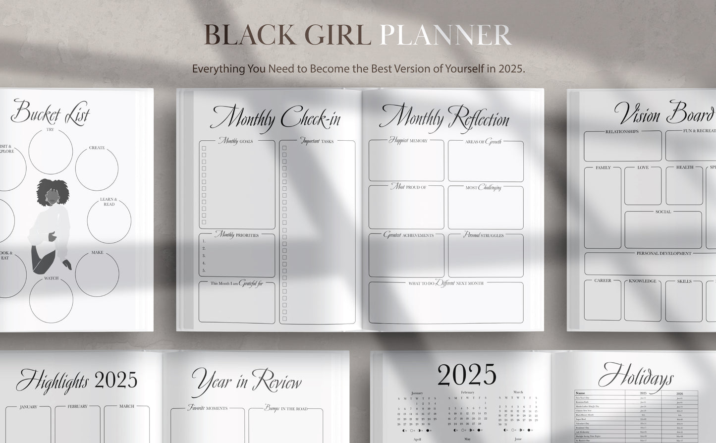 2025 Black Girl Planner Just A Girl Boss Building Her Empire 2025 Black Girl Planner: with Weekly, Monthly and Yearly